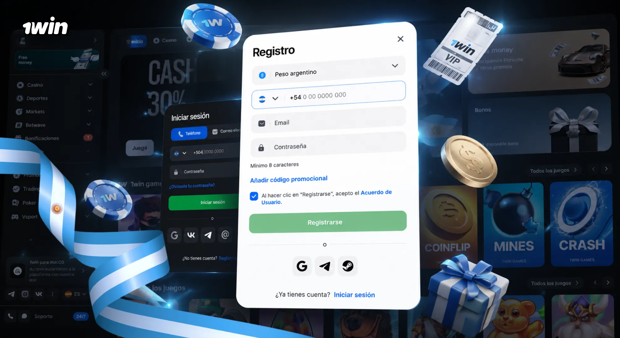 Registro en 1win Argentina